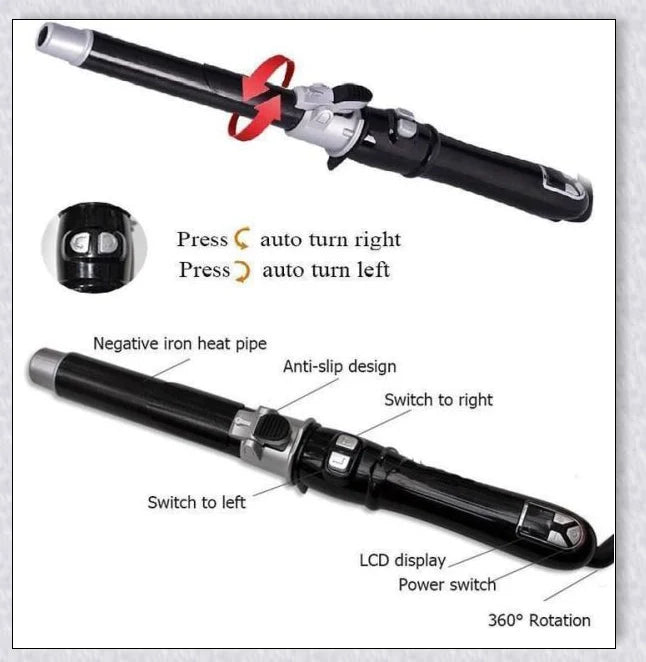 Professional Auto Rotating Curling Iron with Ceramic Technology for Salon-Quality Curls at Home