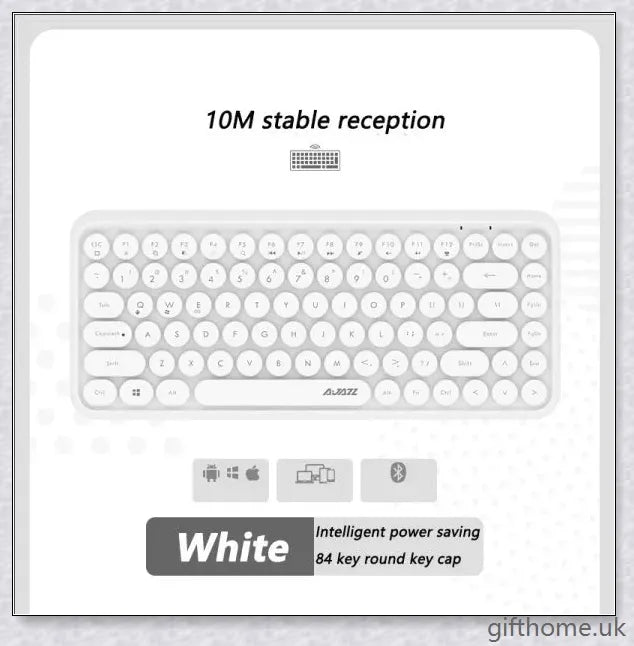 Sleek and sophisticated Bluetooth keyboard in elegant white, mint green, and pink shades, perfect for tablet and notebook use in the home or office.