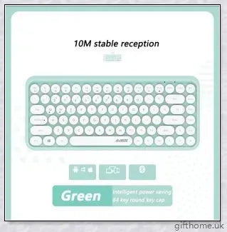 Sleek and sophisticated Bluetooth keyboard in elegant white, mint green, and pink shades, perfect for tablet and notebook use in the home or office.