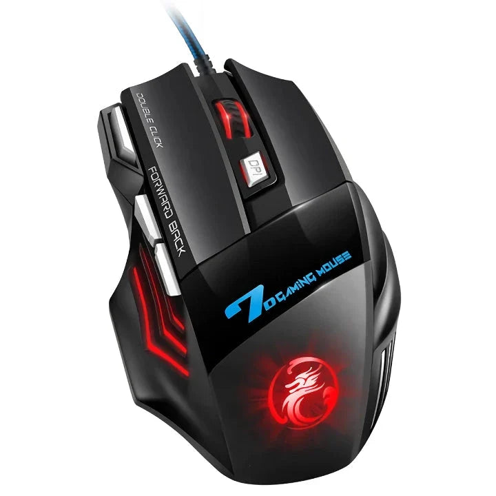 Ergonomic LED gaming mouse with customisable RGB lighting and high-precision controls