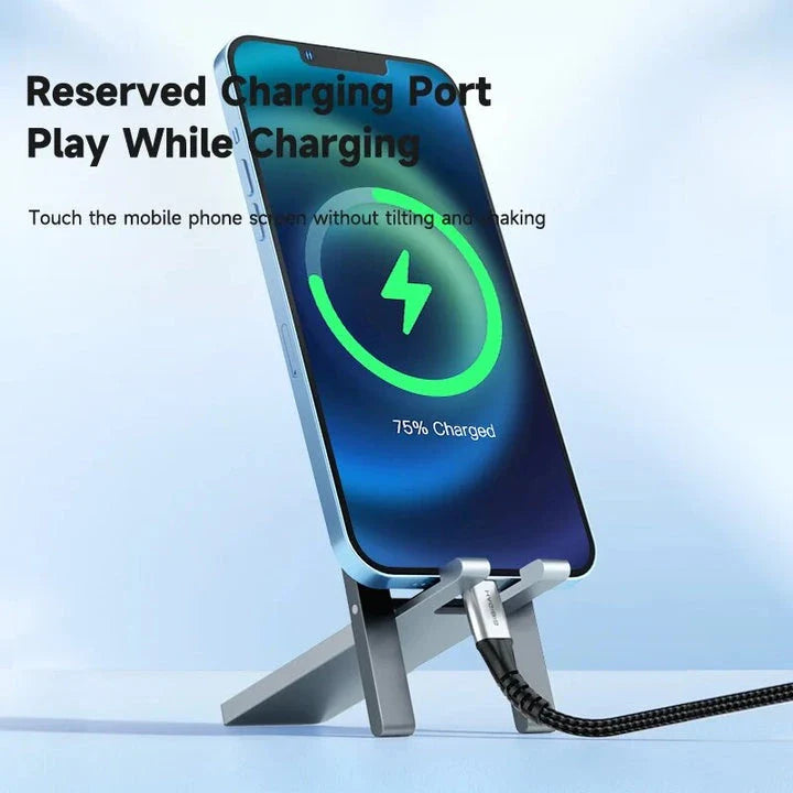 Adjustable metal phone stand with foldable and portable design for smartphones