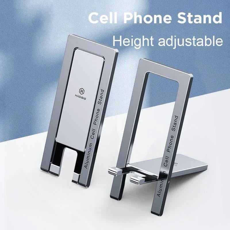 Adjustable metal phone stand with foldable and portable design for smartphones