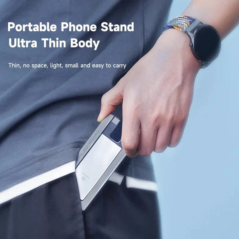 Adjustable metal phone stand with foldable and portable design for smartphones