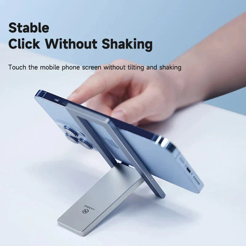 Adjustable metal phone stand with foldable and portable design for smartphones