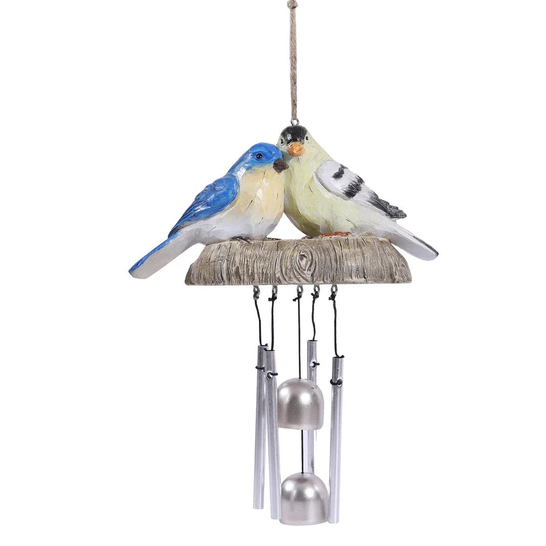 A charming wind chime featuring a beautiful array of resin birds that sways gracefully in the breeze, bringing a serene and whimsical touch to any outdoor or indoor space.