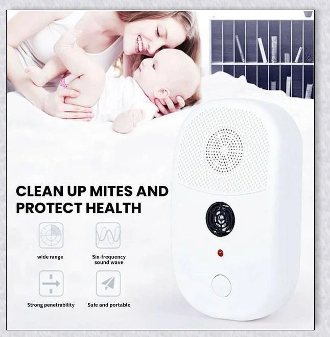 Ultrasonic Bed Bug Killer device with blue LED light, protecting a peaceful sleeping environment
