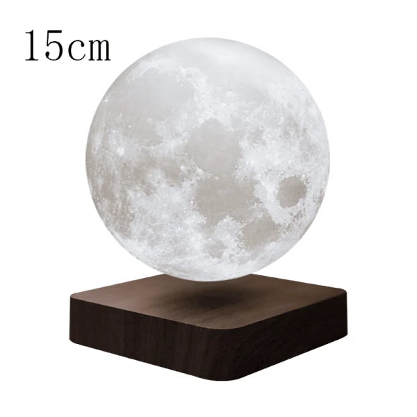 A levitating 3D moon lamp that rotates 360 degrees and has adjustable light settings