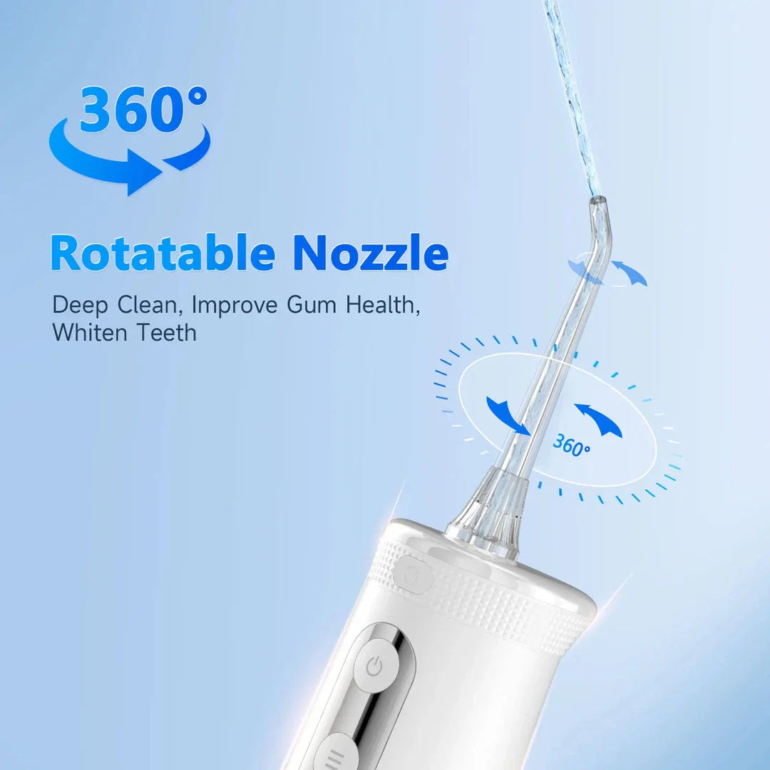 Portable cordless water flosser with 4 jet tips and 4 customizable cleaning modes for improved dental hygiene