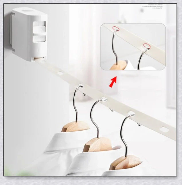 Retractable Invisible Clothesline with 13-foot extension and 180-degree rotation for flexible indoor and outdoor drying