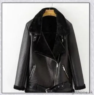 Stylish and cosy artificial fur zipper coat for women, featuring a sleek PU leather exterior and plush lining for exceptional warmth and comfort.