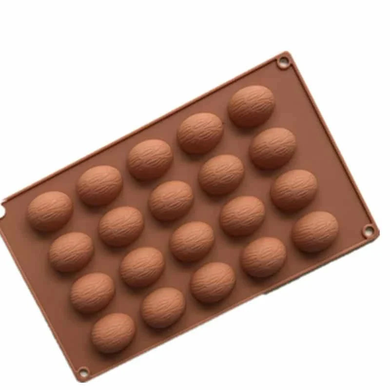 Charming walnut-shaped silicone chocolate mould for creating homemade chocolate treats