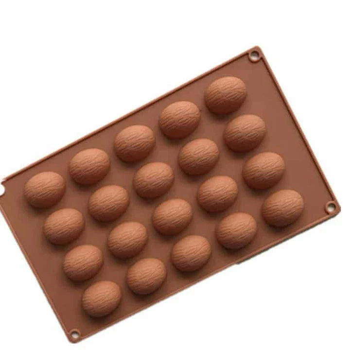 Charming walnut-shaped silicone chocolate mould for creating homemade chocolate treats