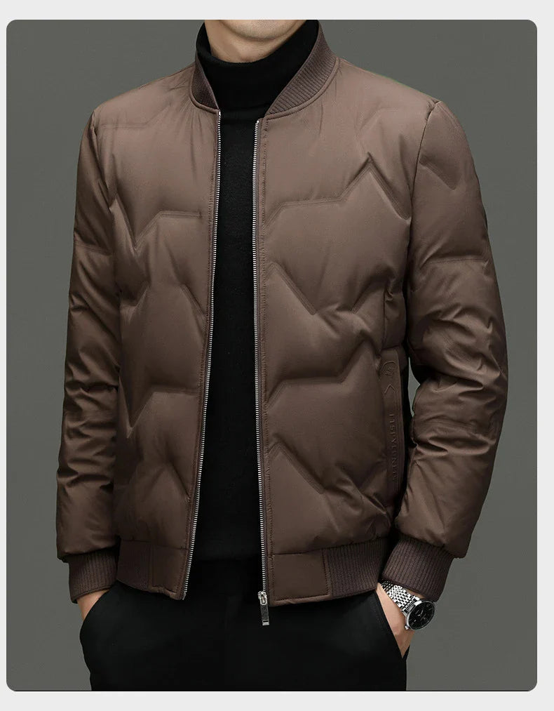 A cosy 90% duck down winter jacket for men, available in a variety of colours and sizes
