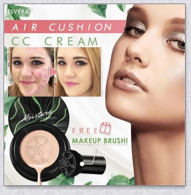 A makeup product featuring a mushroom-shaped sponge applicator for effortless, natural-looking coverage
