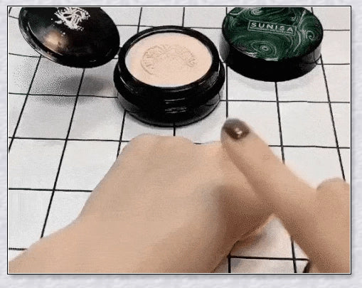 A makeup product featuring a mushroom-shaped sponge applicator for effortless, natural-looking coverage