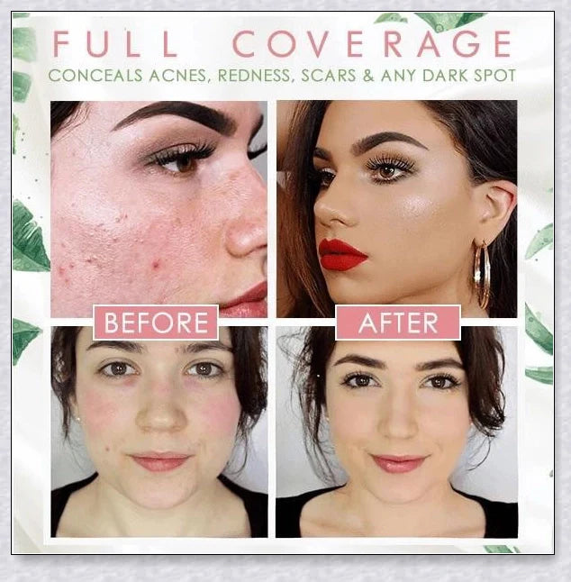 A makeup product featuring a mushroom-shaped sponge applicator for effortless, natural-looking coverage