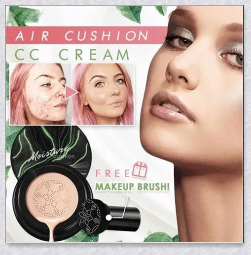 A makeup product featuring a mushroom-shaped sponge applicator for effortless, natural-looking coverage