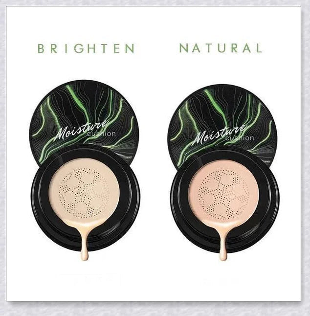 A makeup product featuring a mushroom-shaped sponge applicator for effortless, natural-looking coverage
