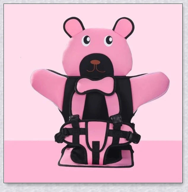 Portable Children's Car Seat with adjustable headrest and shoulder straps, designed for safe and comfortable car travel from 6 months to 12 years old.