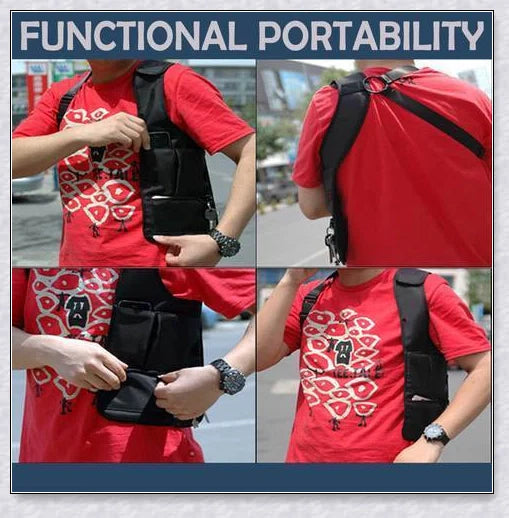 Hidden Slinger anti-theft concealed underarm storage bag for travel, featuring premium materials, adjustable strap, and multiple pockets for secure storage.
