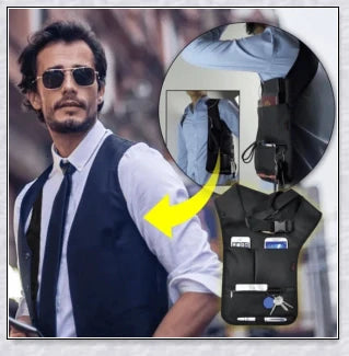 Hidden Slinger anti-theft concealed underarm storage bag for travel, featuring premium materials, adjustable strap, and multiple pockets for secure storage.