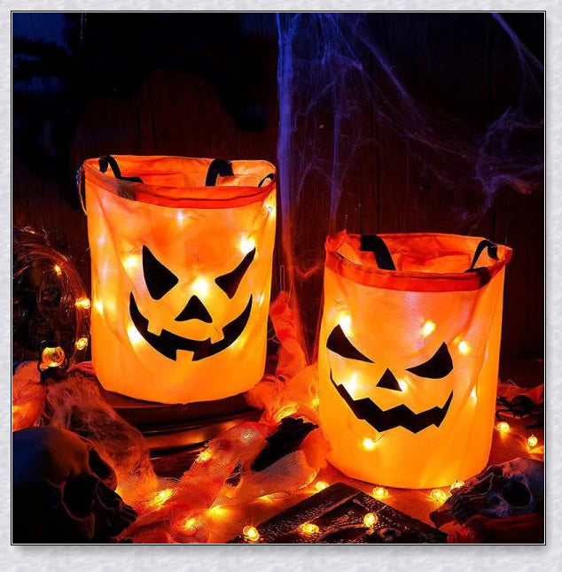 Pumpglow LED Pumpkin Buckets with enchanting lighting for Halloween decor