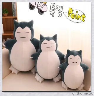 A soft, cuddly Snorlax anime plush toy in various sizes, a perfect Pokémon collectible and gift.