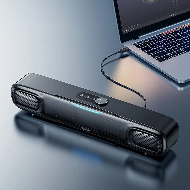 Portable Bluetooth Soundbar Speaker with 3D Surround Sound, Rich Bass, and Dynamic RGB Lighting