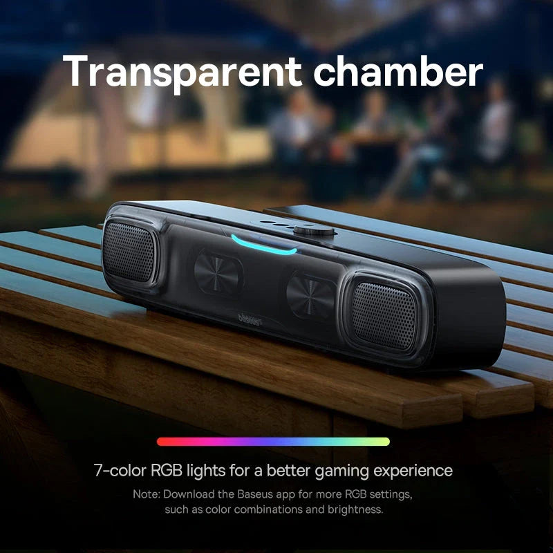 Portable Bluetooth Soundbar Speaker with 3D Surround Sound, Rich Bass, and Dynamic RGB Lighting