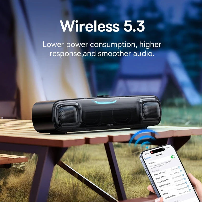 Portable Bluetooth Soundbar Speaker with 3D Surround Sound, Rich Bass, and Dynamic RGB Lighting