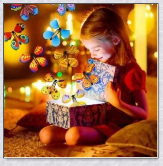 Colourful magic flying butterflies taking flight from a greeting card or book, creating a delightful surprise