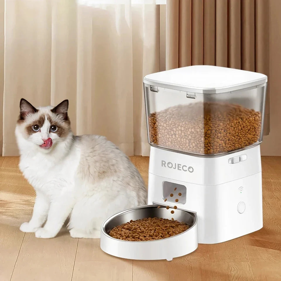 Automatic WiFi Smart Cat Feeder with a spacious 2-litre capacity and stainless steel bowl for convenient and reliable pet feeding