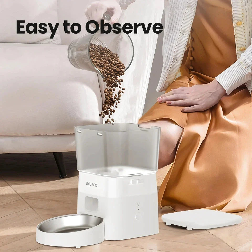 Automatic WiFi Smart Cat Feeder with a spacious 2-litre capacity and stainless steel bowl for convenient and reliable pet feeding