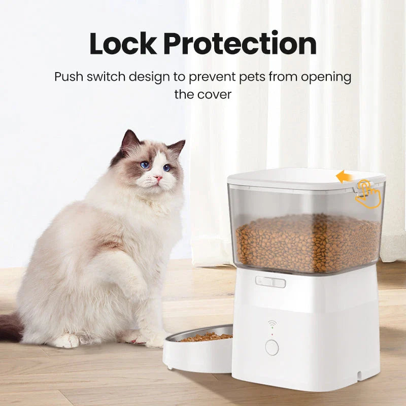 Automatic WiFi Smart Cat Feeder with a spacious 2-litre capacity and stainless steel bowl for convenient and reliable pet feeding