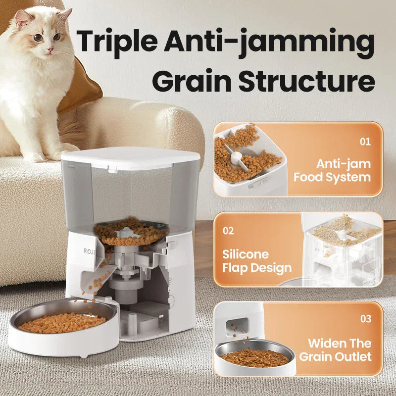 Automatic WiFi Smart Cat Feeder with a spacious 2-litre capacity and stainless steel bowl for convenient and reliable pet feeding