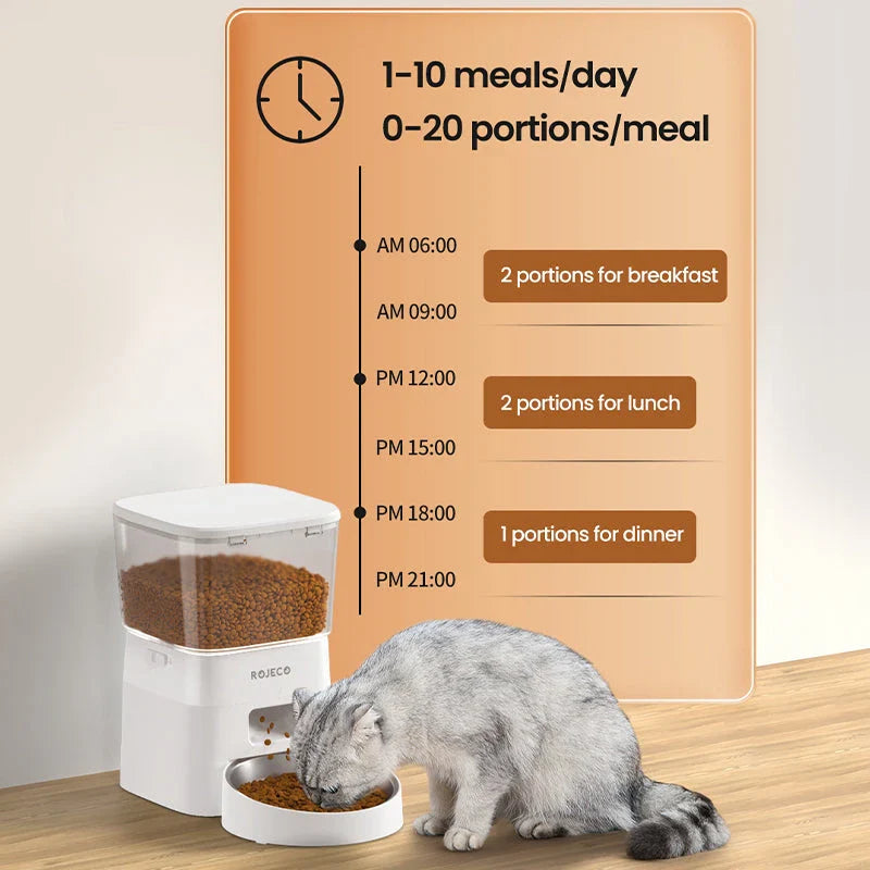 Automatic WiFi Smart Cat Feeder with a spacious 2-litre capacity and stainless steel bowl for convenient and reliable pet feeding