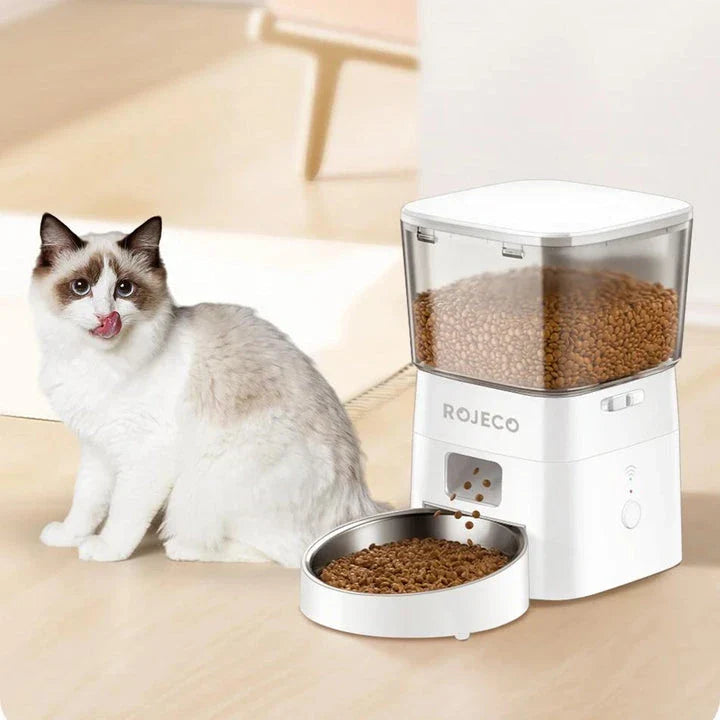 Automatic WiFi Smart Cat Feeder with a spacious 2-litre capacity and stainless steel bowl for convenient and reliable pet feeding