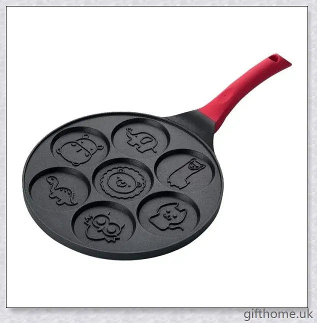 Aluminium alloy non-stick seven-hole breakfast frying pan with silicone handle for easy and even cooking