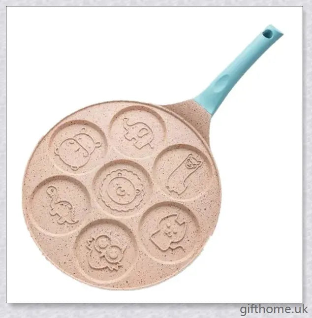 Aluminium alloy non-stick seven-hole breakfast frying pan with silicone handle for easy and even cooking