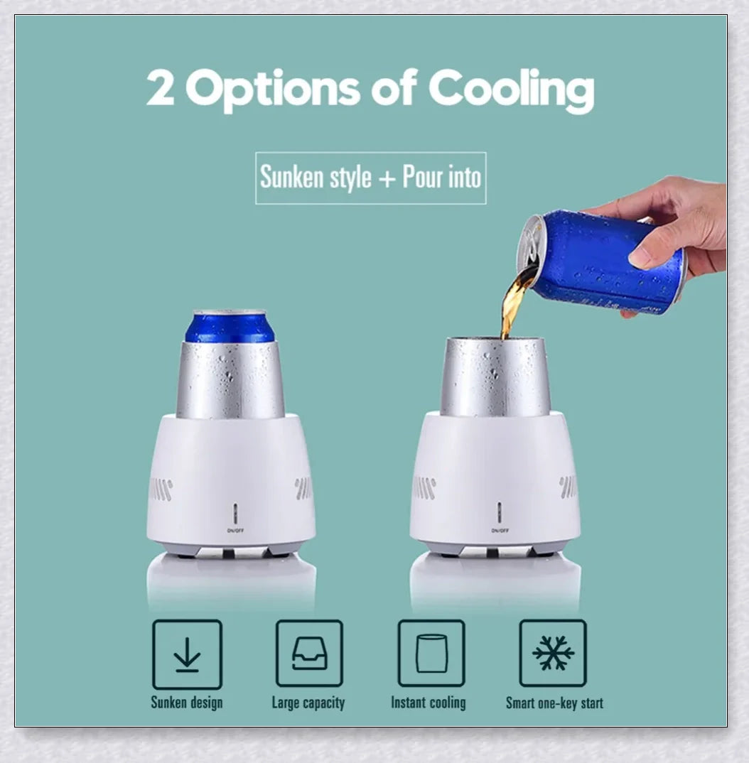 Portable fast cooling cup made of aluminium alloy with silicone non-slip pad for keeping beverages chilled on the go