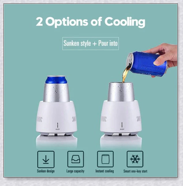 Portable fast cooling cup made of aluminium alloy with silicone non-slip pad for keeping beverages chilled on the go