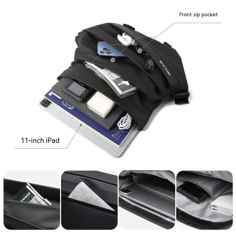 Men's Premium Mechanical Style Crossbody Bag with Durable PVC Exterior and Breathable Design