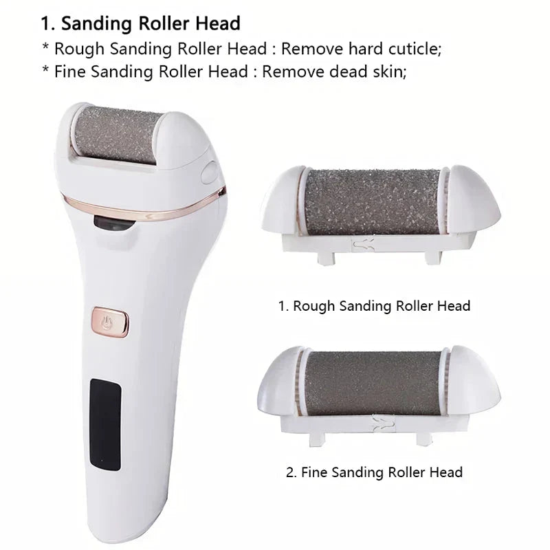 4-in-1 electric lady shaver and foot callus remover with stainless steel blades, adjustable speeds, and LED light