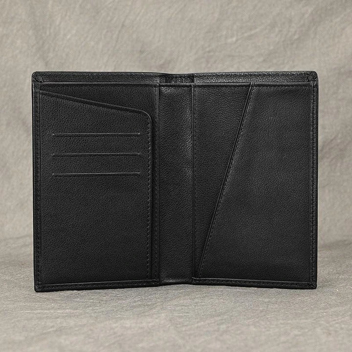 Premium British leather passport wallet with multiple compartments and secure passport holder