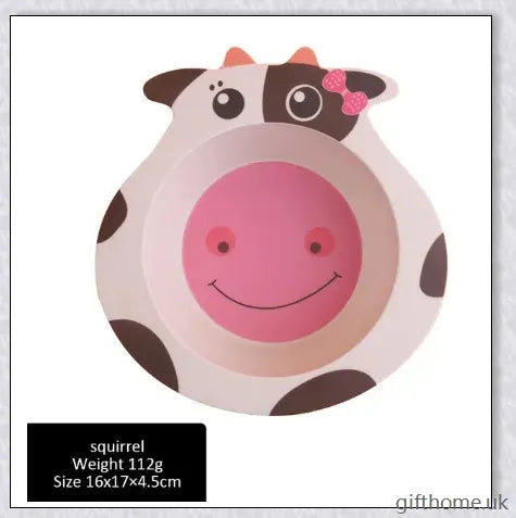 Vibrant animal-themed bamboo fibre children's plate with rounded edges and stable base for a safe and engaging mealtime experience