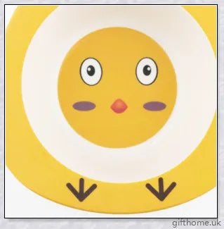 Vibrant animal-themed bamboo fibre children's plate with rounded edges and stable base for a safe and engaging mealtime experience