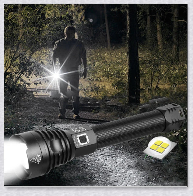 UK's Most Powerful LED Police Torch with Zoomable Beam, 2500 Lumens, Tactical Flashlight for Outdoor, Emergency, and Home Use