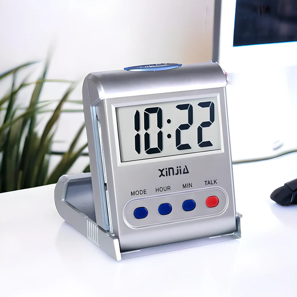 Talking Digital Alarm Clock and Wristwatch Set with voice-enabled time telling, backlit display, and waterproof design for the elderly and visually impaired