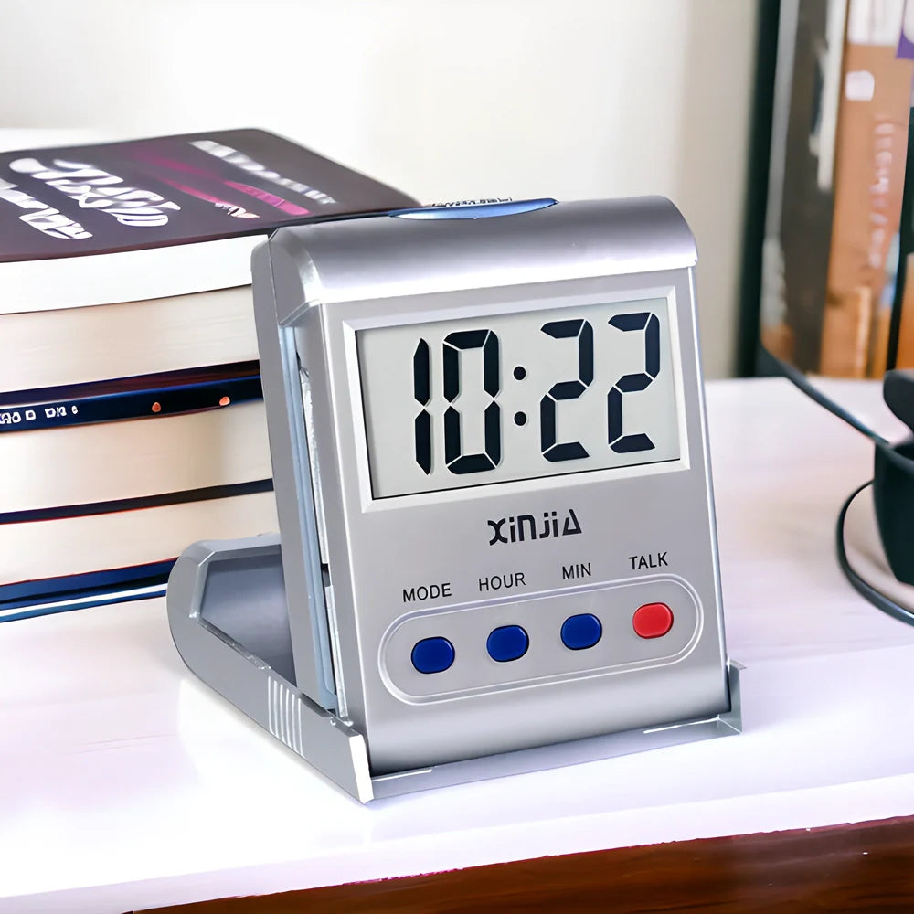 Talking Digital Alarm Clock and Wristwatch Set with voice-enabled time telling, backlit display, and waterproof design for the elderly and visually impaired