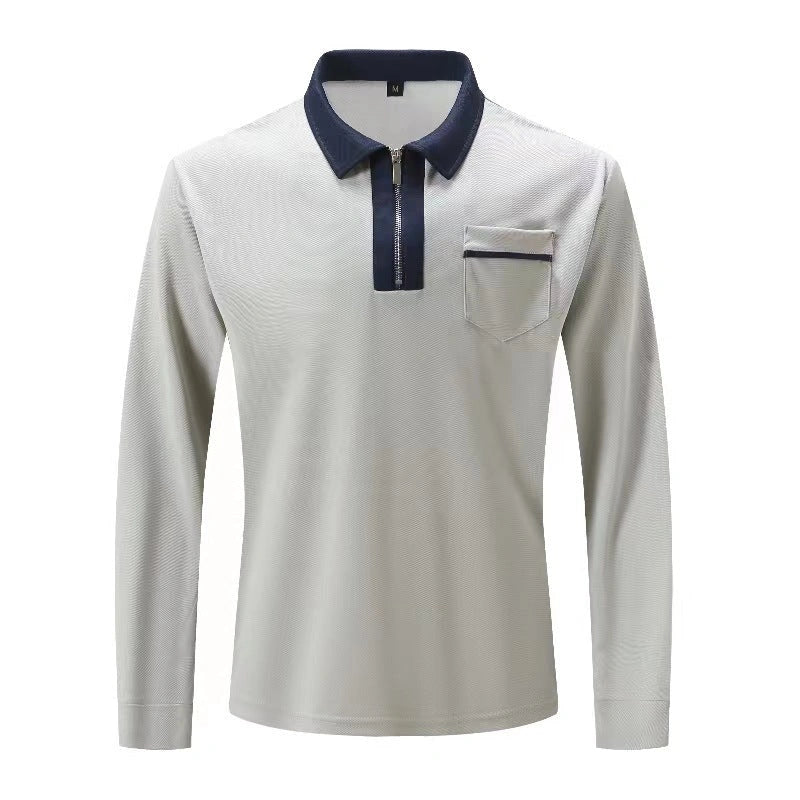 2024 Autumn Men's Long Sleeve Zipper Polo Shirts in various colours